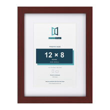 Classic Mahogany 16 x 12 inch picture frame with a white mount for a 12 x 8 inch photo