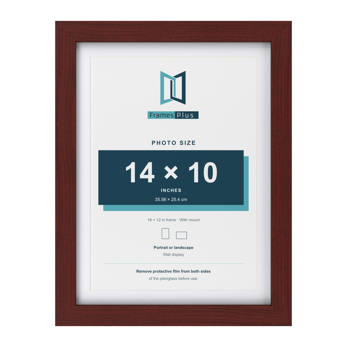 Classic Mahogany 16 x 12 inch picture frame with a white mount for a 14 x 10 inch photo