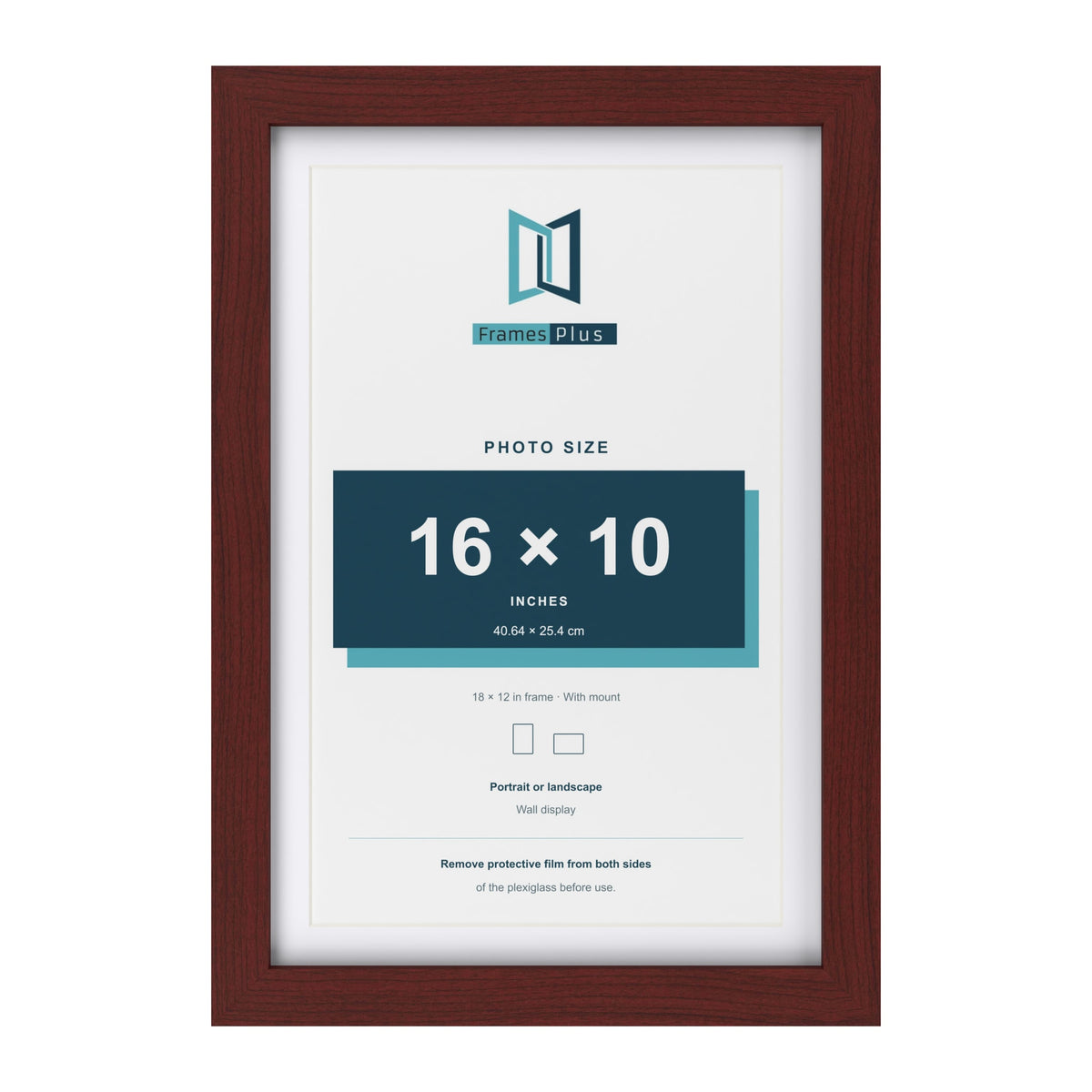 Classic Mahogany 18 x 12 inch picture frame with a white mount for a 16 x 10 inch photo