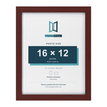 Classic Mahogany 18 x 14 inch picture frame with a white mount for a 16 x 12 inch photo