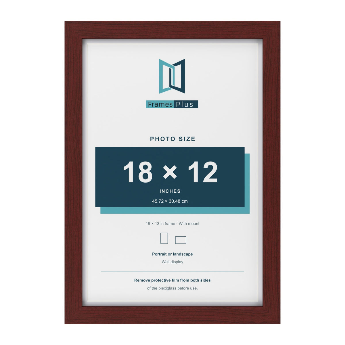 Classic Mahogany 19 x 13 inch picture frame with a white mount for an 18 x 12 inch photo