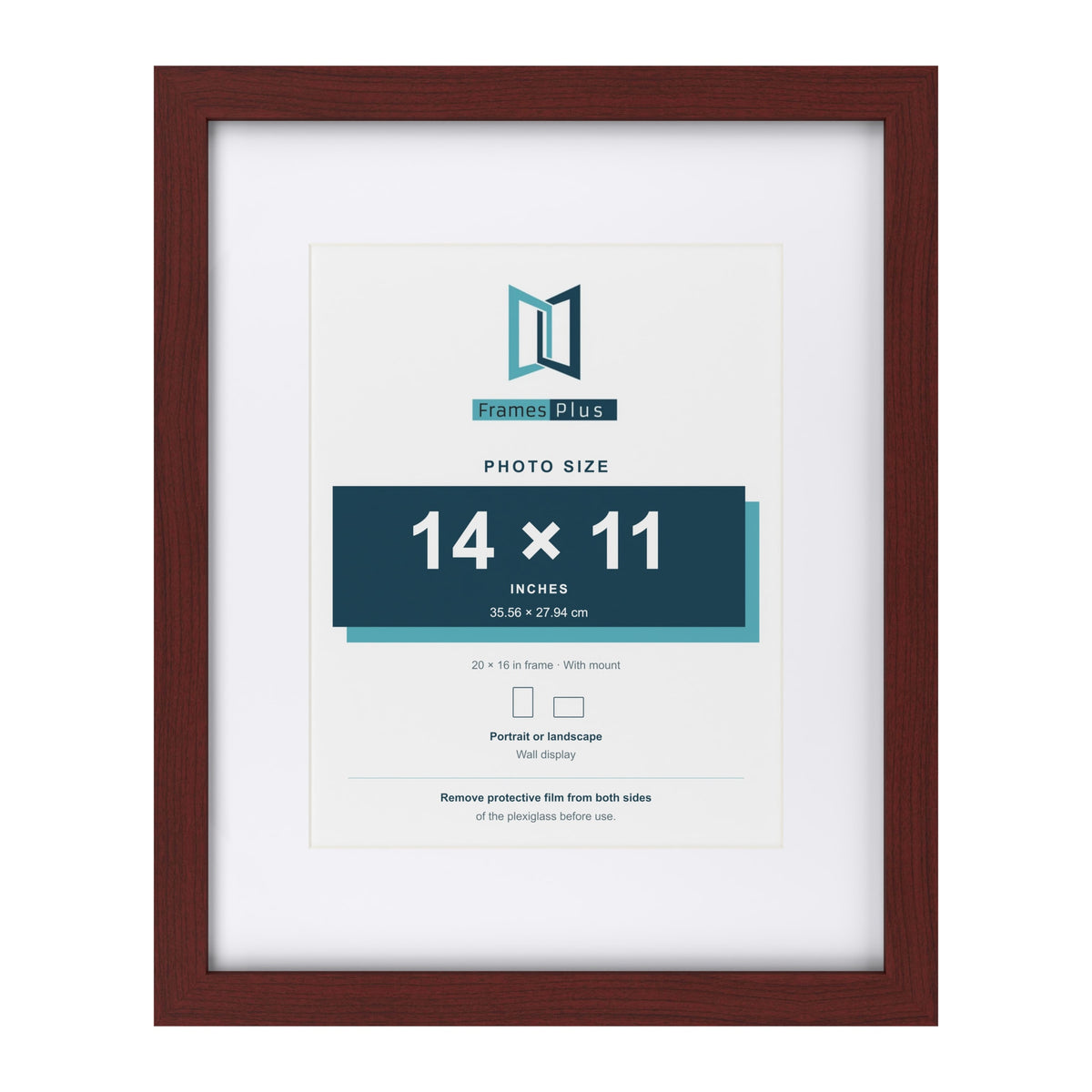 Classic Mahogany 20 x 16 inch picture frame with a white mount for a 14 x 11 inch photo