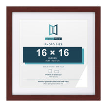 Classic Mahogany 20 x 20 inch picture frame with a white mount for a 16 x 16 inch photo