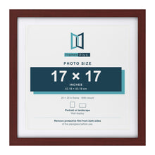 Classic Mahogany 20 x 20 inch picture frame with a white mount for a 17 x 17 inch photo