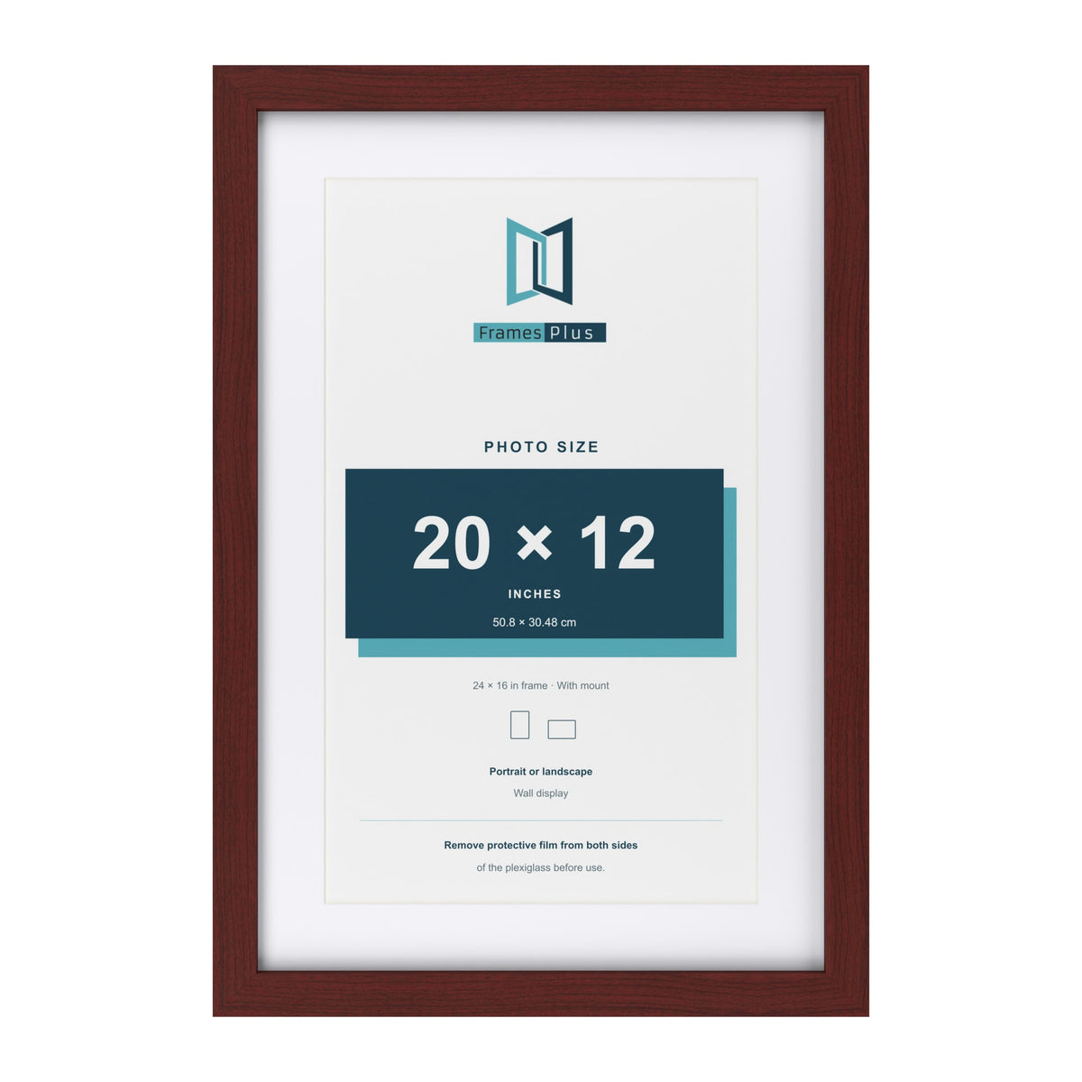 Classic Mahogany 24 x 16 inch picture frame with a white mount for a 20 x 12 inch photo