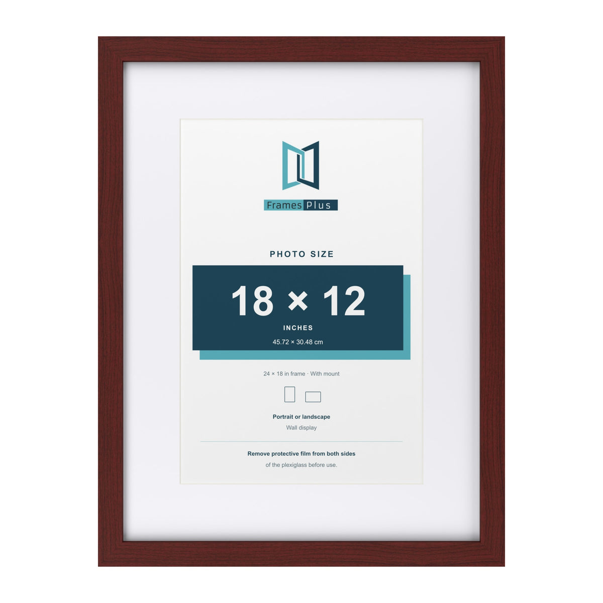 Classic Mahogany 24 x 18 inch picture frame with a white mount for an 18 x 12 inch photo