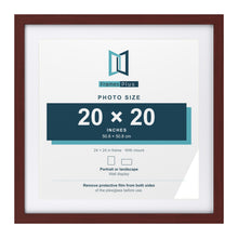 Classic Mahogany 24 x 24 inch picture frame with a white mount for a 20 x 20 inch photo