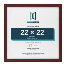 Classic Mahogany 24 x 24 inch picture frame with a white mount for a 22 x 22 inch photo
