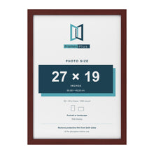 Classic Mahogany 28 x 20 inch picture frame with a white mount for a 27 x 19 inch photo