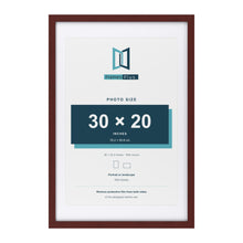 Classic Mahogany 36 x 24 inch picture frame with a white mount for a 30 x 20 inch photo
