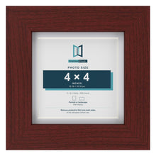 Classic Mahogany 5 x 5 inch picture frame with a white mount for a 4 x 4 inch photo