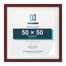Classic Mahogany 60 x 60 cm picture frame with a white mount for a 50 x 50 cm photo