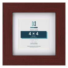 Classic Mahogany 6 x 6 inch picture frame with a white mount for a 4 x 4 inch photo