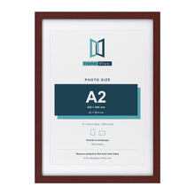 Classic Mahogany 70 x 50 cm picture frame with a white mount for an A2 photo