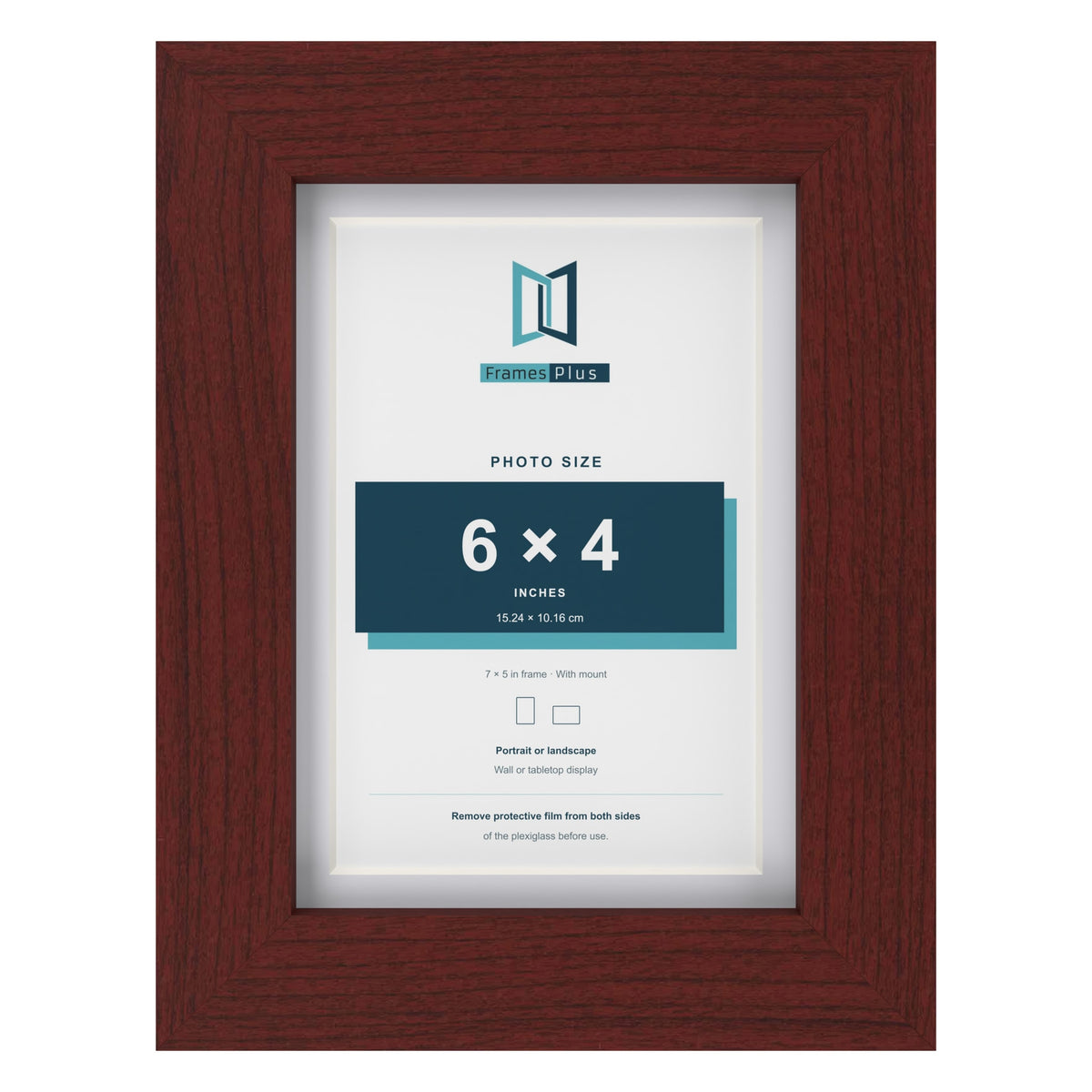 Classic Mahogany 7 x 5 inch picture frame with a white mount for a 6 x 4 inch photo