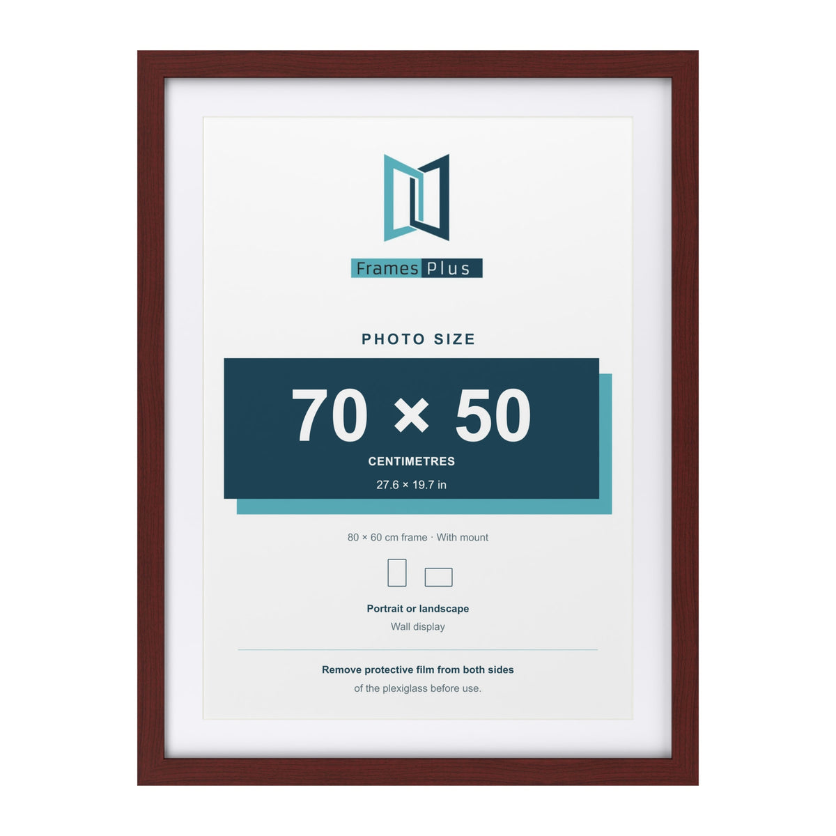 Classic Mahogany 80 x 60 cm picture frame with a white mount for a 70 x 50 cm photo