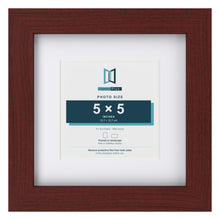 Classic Mahogany 8 x 8 inch picture frame with a white mount for a 5 x 5 inch photo