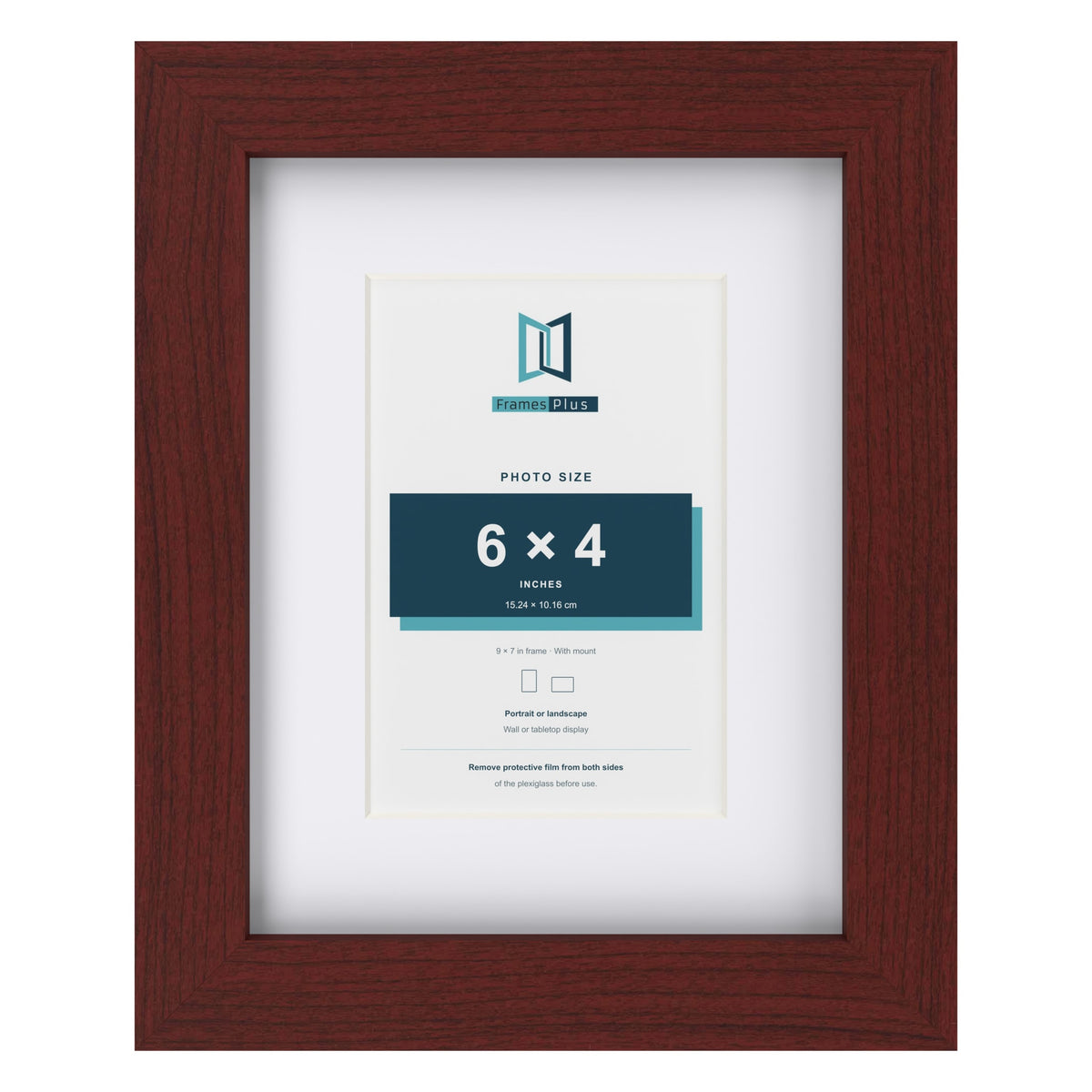 Classic Mahogany 9 x 7 inch picture frame with a white mount for a 6 x 4 inch photo