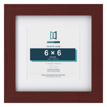 Classic Mahogany 9 x 9 inch picture frame with a white mount for a 6 x 6 inch photo