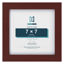 Classic Mahogany 9 x 9 inch picture frame with a white mount for a 7 x 7 inch photo
