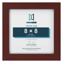 Classic Mahogany 9 x 9 inch picture frame with a white mount for an 8 x 8 inch photo