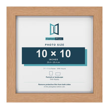 Classic Oak 11 x 11 inch picture frame with a white mount for a 10 x 10 inch photo