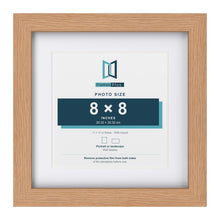 Classic Oak 11 x 11 inch picture frame with a white mount for an 8 x 8 inch photo