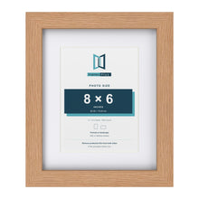 Classic Oak 11 x 9 inch picture frame with a white mount for an 8 x 6 inch photo