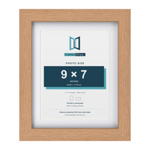 Classic Oak 11 x 9 inch picture frame with a white mount for a 9 x 7 inch photo