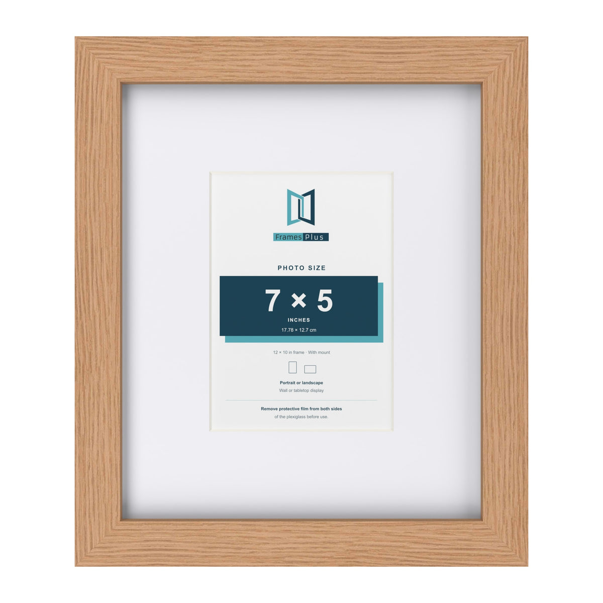 Classic Oak 12 x 10 inch picture frame with a white mount for a 7 x 5 inch photo