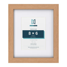 Classic Oak 12 x 10 inch picture frame with a white mount for an 8 x 6 inch photo