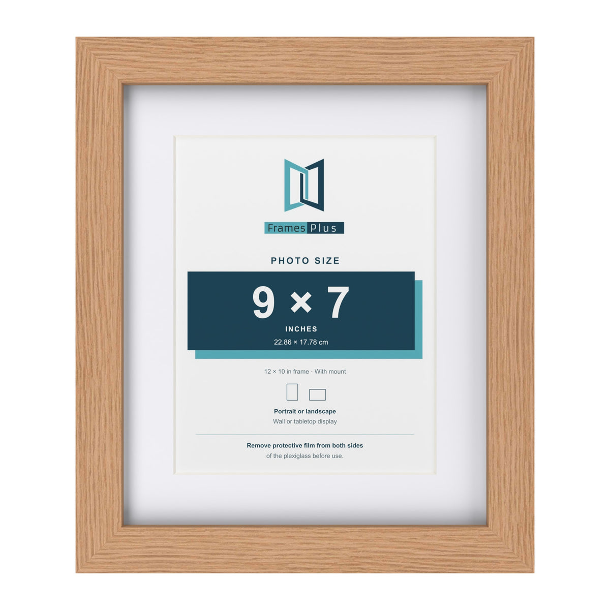 Classic Oak 12 x 10 inch picture frame with a white mount for a 9 x 7 inch photo