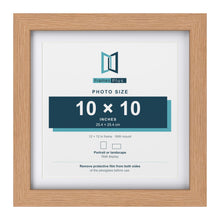 Classic Oak 12 x 12 inch picture frame with a white mount for a 10 x 10 inch photo
