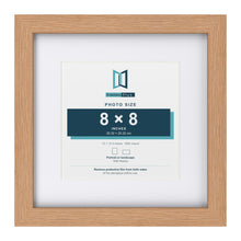 Classic Oak 12 x 12 inch picture frame with a white mount for an 8 x 8 inch photo
