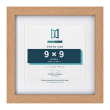 Classic Oak 12 x 12 inch picture frame with a white mount for a 9 x 9 inch photo