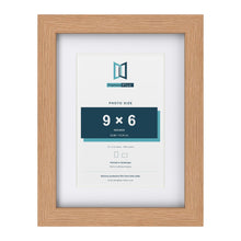 Classic Oak 12 x 9 inch picture frame with a white mount for a 9 x 6 inch photo