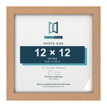 Classic Oak 13 x 13 inch picture frame with a white mount for a 12 x 12 inch photo