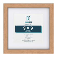 Classic Oak 13 x 13 inch picture frame with a white mount for a 9 x 9 inch photo