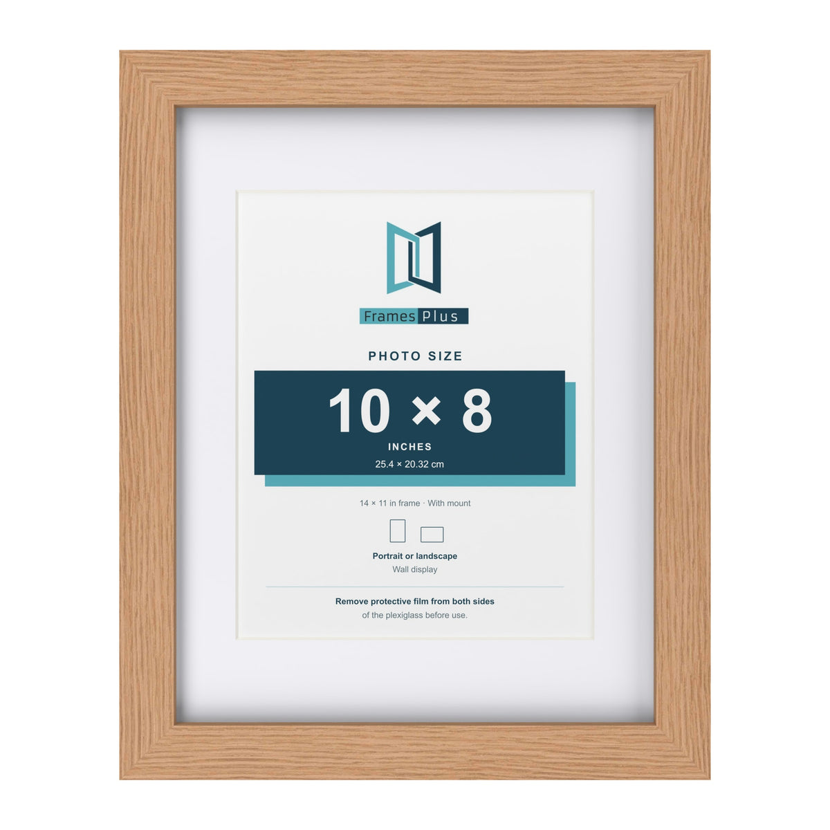 Classic Oak 14 x 11 inch picture frame with a white mount for a 10 x 8 inch photo