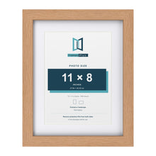 Classic Oak 14 x 11 inch picture frame with a white mount for an 11 x 8 inch photo