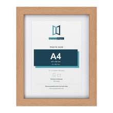 Classic Oak 14 x 11 inch picture frame with a white mount for an A4 photo