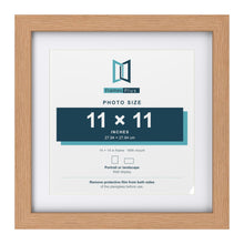 Classic Oak 14 x 14 inch picture frame with a white mount for an 11 x 11 inch photo