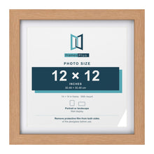 Classic Oak 14 x 14 inch picture frame with a white mount for a 12 x 12 inch photo