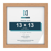 Classic Oak 14 x 14 inch picture frame with a white mount for a 13 x 13 inch photo