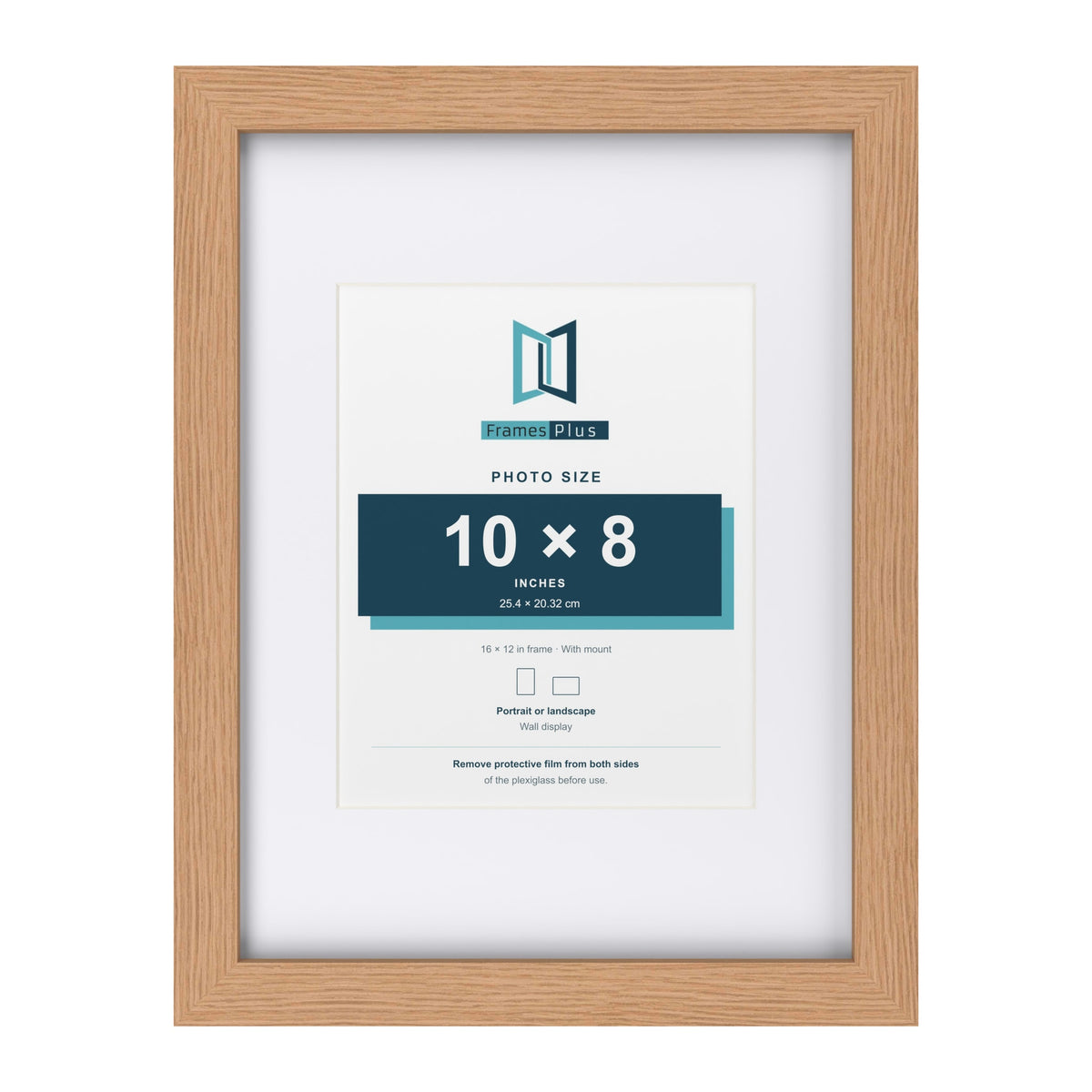 Classic Oak 16 x 12 inch picture frame with a white mount for a 10 x 8 inch photo
