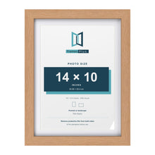 Classic Oak 16 x 12 inch picture frame with a white mount for a 14 x 10 inch photo