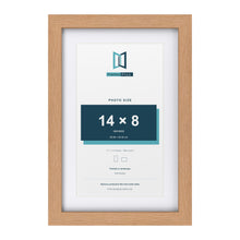 Classic Oak 17 x 11 inch picture frame with a white mount for a 14 x 8 inch photo