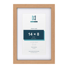 Classic Oak 18 x 12 inch picture frame with a white mount for a 14 x 8 inch photo