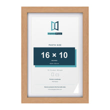 Classic Oak 18 x 12 inch picture frame with a white mount for a 16 x 10 inch photo