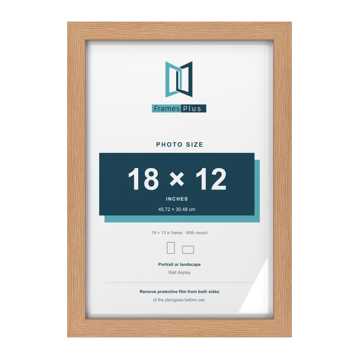 Classic Oak 19 x 13 inch picture frame with a white mount for an 18 x 12 inch photo